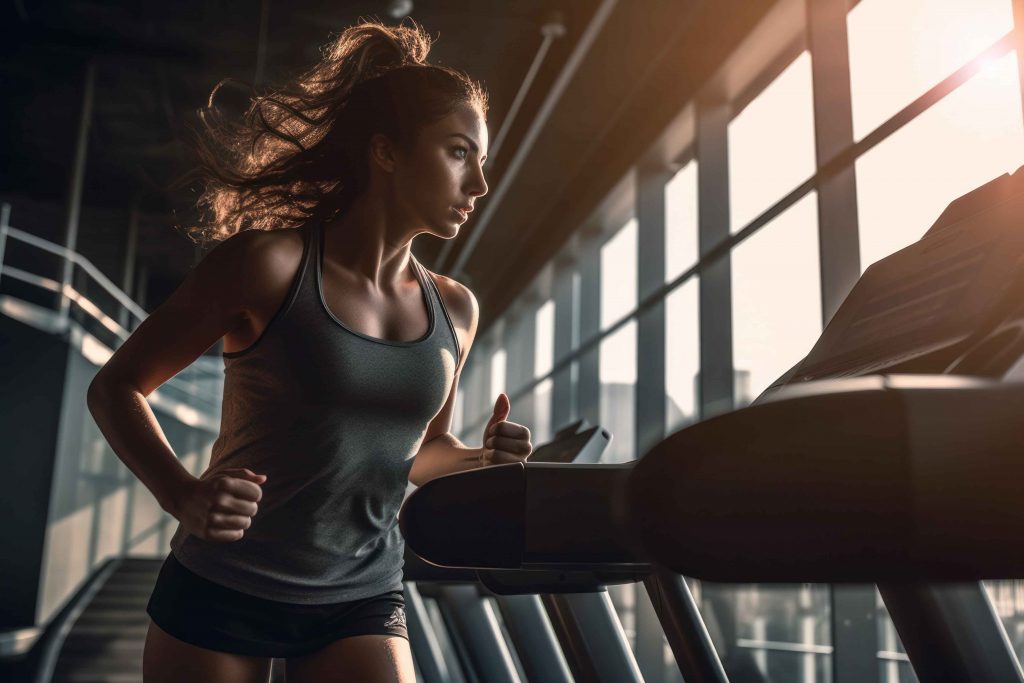 Frau macht Cardio auf dem Laufband